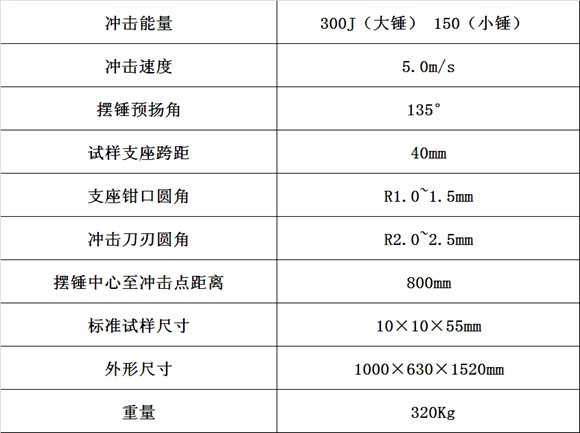 冲击试验机JB-300技术参数